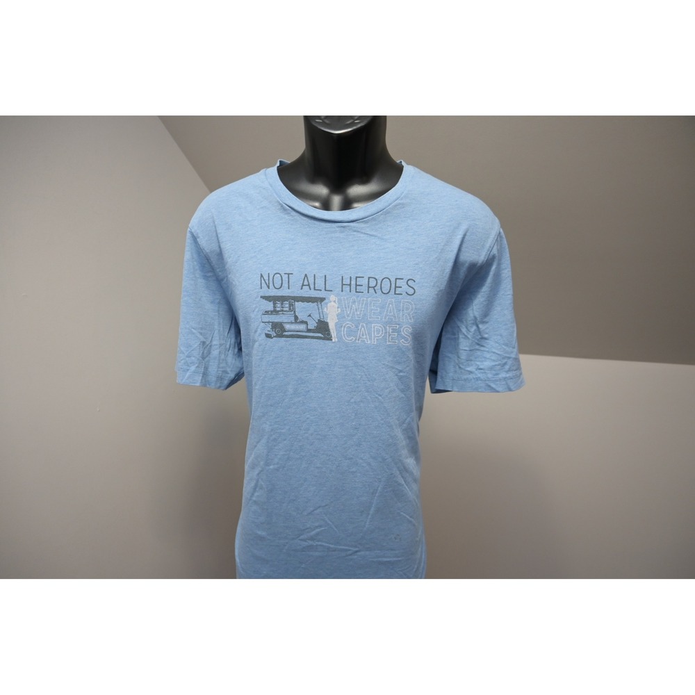 TravisMathew T-Shirt Men XL Blue Not All Heroes Wear Capes Golf Cart Graphic